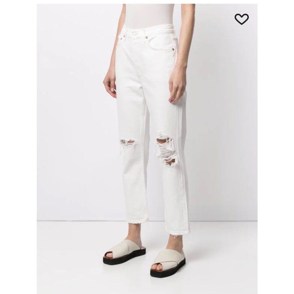 Agolde Riley Cropped White Jeans - 26